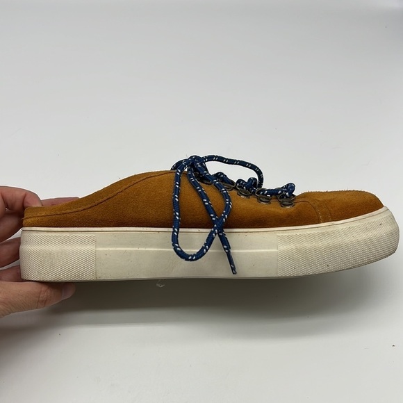 Urban Outfitters- Ivy Tan Suede Blue Lace Up Slip On Hiker Mule Size 6 - Picture 11 of 12
